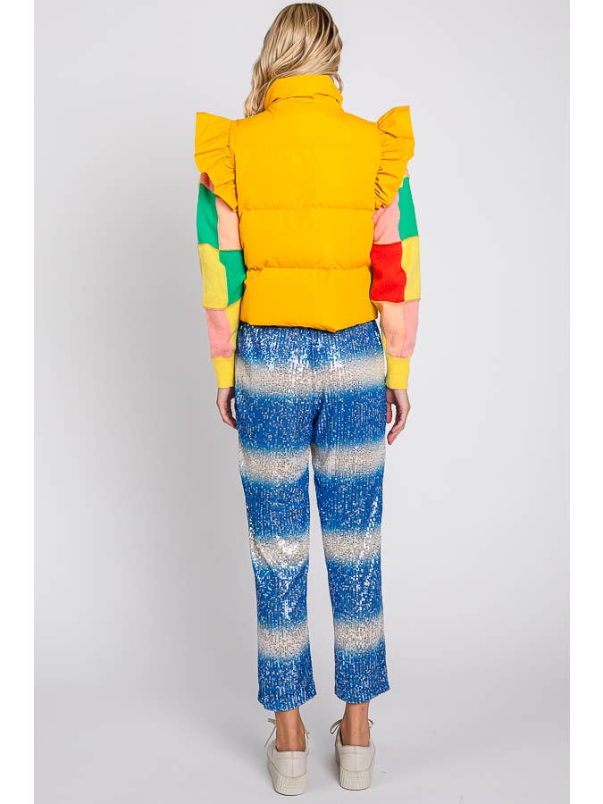 GeeGee x Lovelo - Wholesale Outerwear Vest - Women's - Plus Ruffled Sleeve Puffer Vest, MJ4501PL44