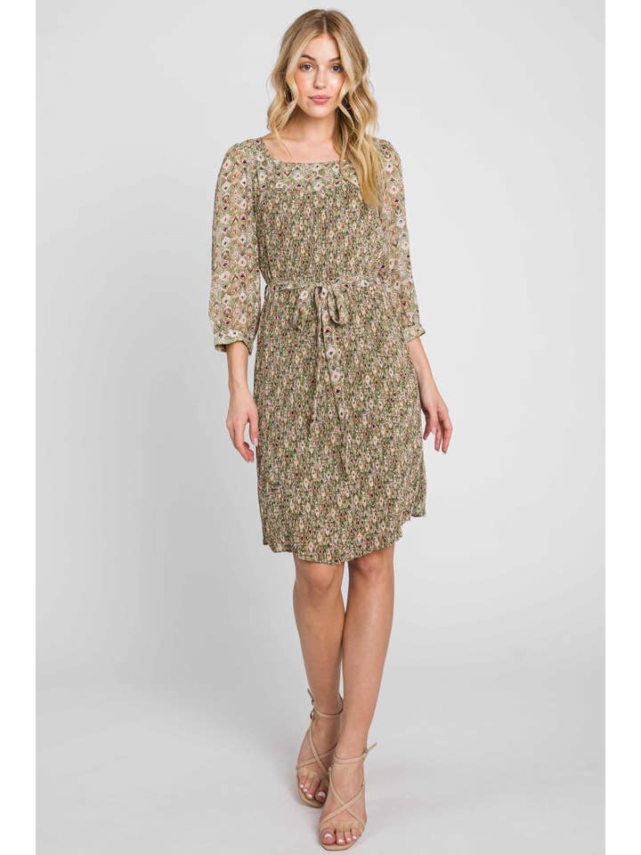 ELLEBORN - Wholesale Dress - Women's - Chiffon Pleated Dress 3334D