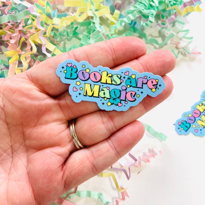 Books are magic Die Cut sticker for wholesale by Chapter & Ink