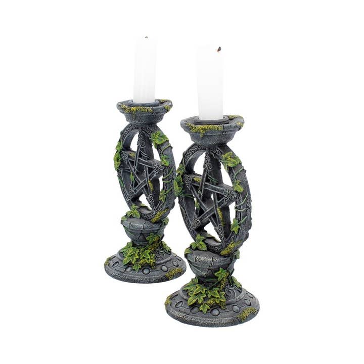 WONDER IMPORTS AUSTRALIA - Wholesale Candle holder - Wiccan Pentagram Candlesticks 15cm (Set of 2)1