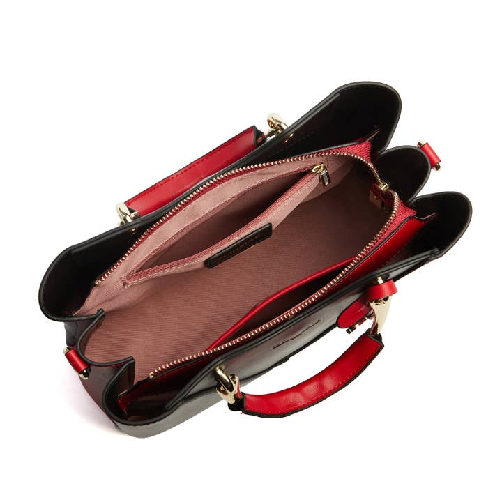 Negro-rojo Bolso de Cuero para Mujer Zerimar - Exclusivo y Casual Grabado de venta al por mayor en Faire