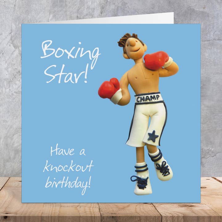 Cartão de aniversário de boxe masculino por Erica Sturla por atacado de Inky Blue Ltd t/a Holy Mackerel