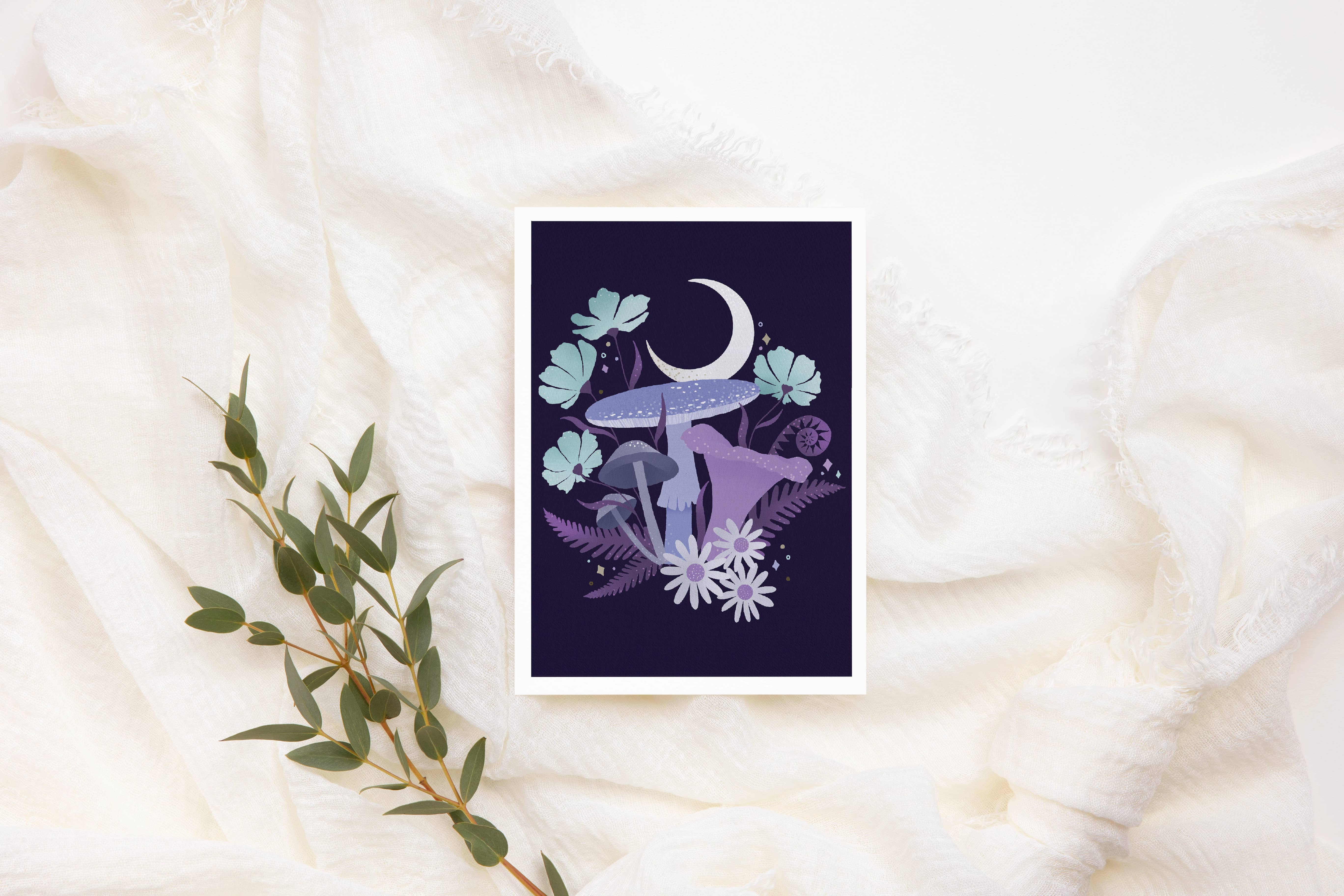 Kourtni Gunn Art - Wholesale Birthday Card - Mushroom Greeting Card  |  Mushroom Moon Birthday Card2