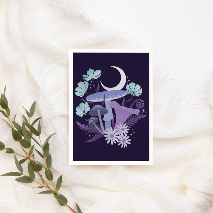 Kourtni Gunn Art – wholesale Birthday card – Mushroom Greeting Card | Mushroom Moon Birthday Card2