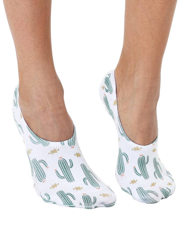 Living Royal - Wholesale Socks - Unisex - No-Show Liner Socks - Southwest Cactus Print - White1