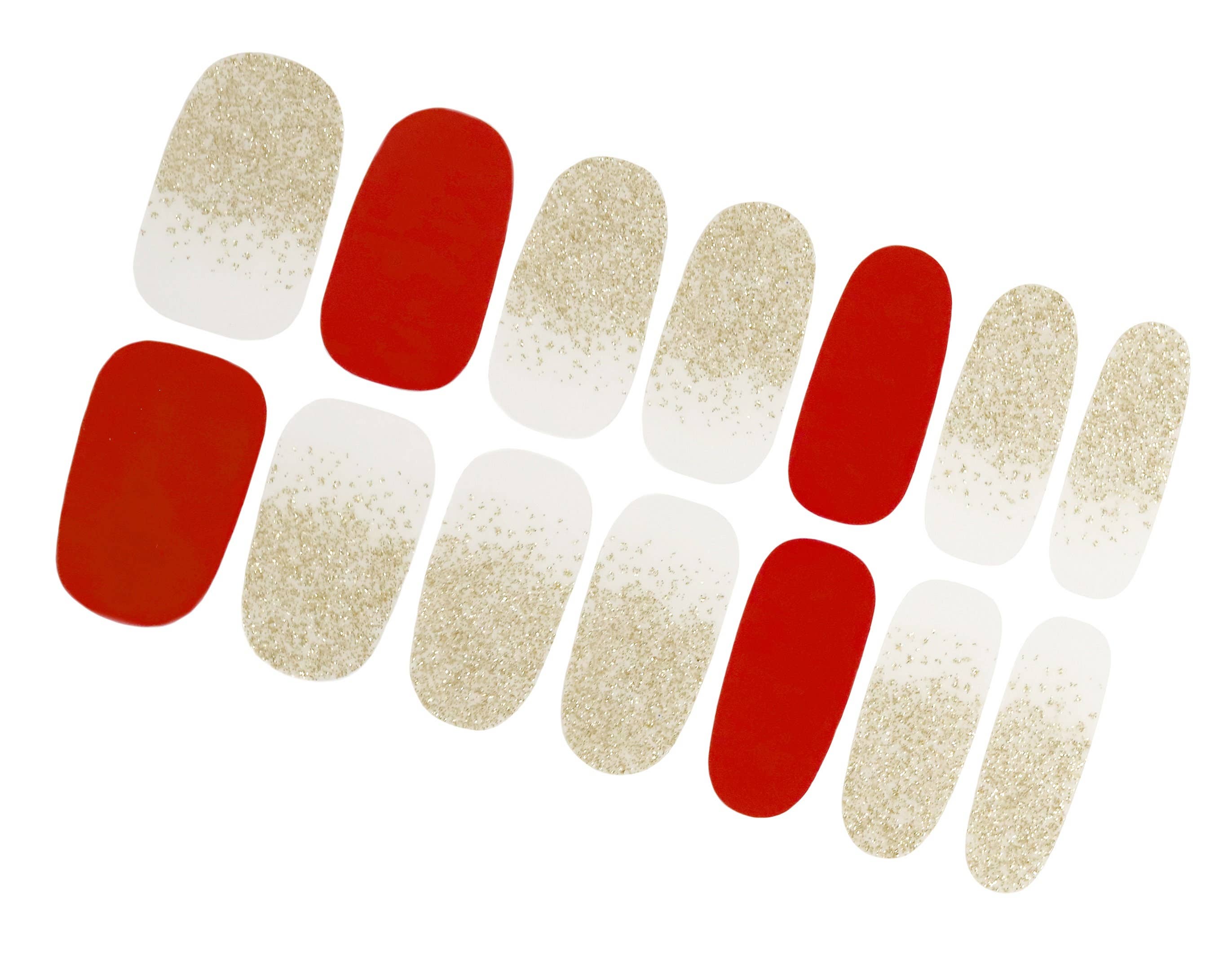 ClebleNails - Vendita all'ingrosso Nail art/decalcomania unghie - Impacchi per unghie con glitter dorati/Involucri per unghie natalizi rosso bordeaux/Adesivi per unghie invernali per vacanze/Strisce di smalto1