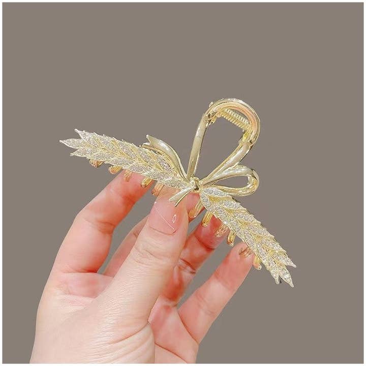 Plush Looks - Wholesale Hair Clip - Women's - Wheat Ear Shape Alloy Solid Color Claw Clip5
