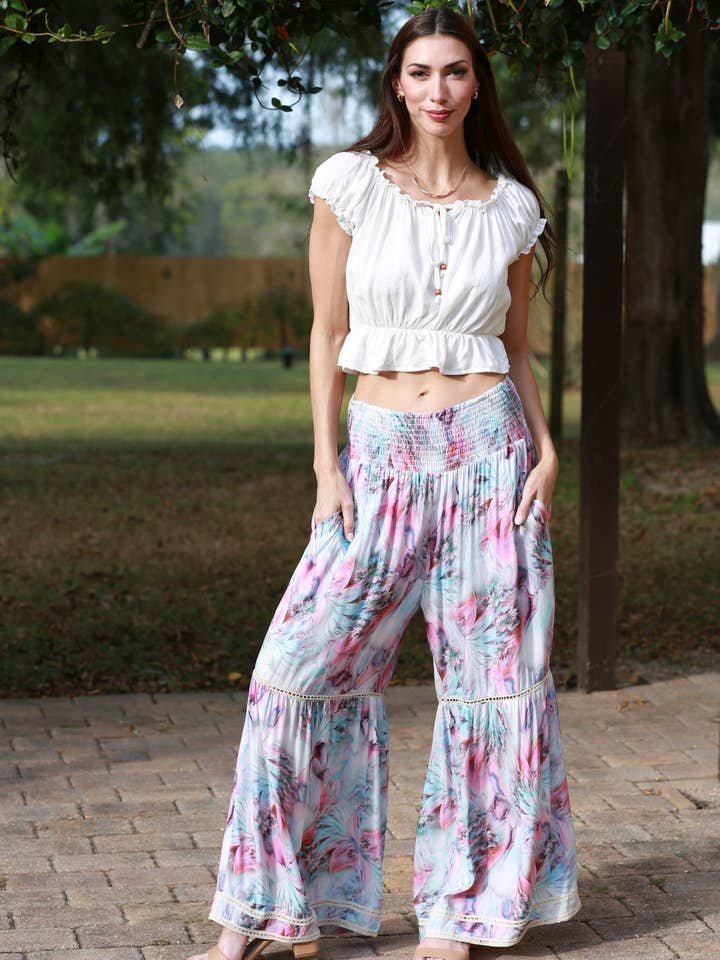 Calças Flare Boho Carnival por atacado de Sacred Threads