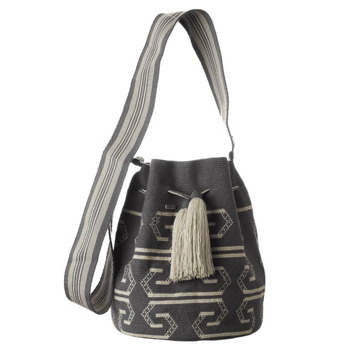 Wholesale STONE S03 Long Strapped Grey Wayuu Mochila Bag for your store Faire