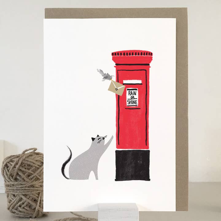 Carte chat London Post Box | Carte de vœux | Carte de tous les jours pour la vente par Purpose & Worth etc