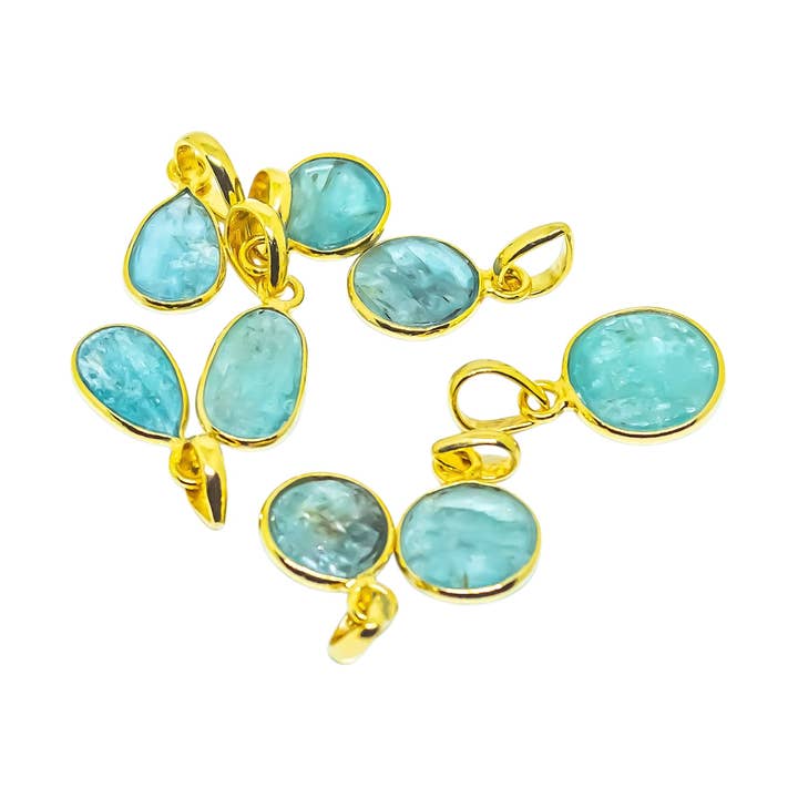 Green Kyanite Sterling Silver Pendant Necklace 18K Gold for wholesale by Quasar Gems USA