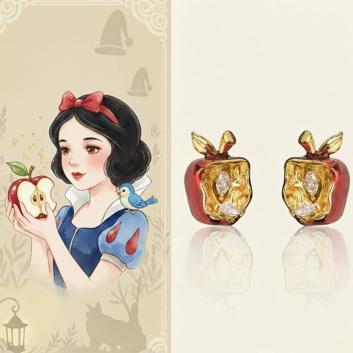 Otterware - Wholesale Stud/Post Earrings - Red Enamel Apple Earrings: Gold Plated Sterling Silver Studs4