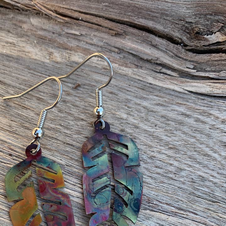 Western Feather Copper Earrings for wholesale by Positive Shine Jewelry