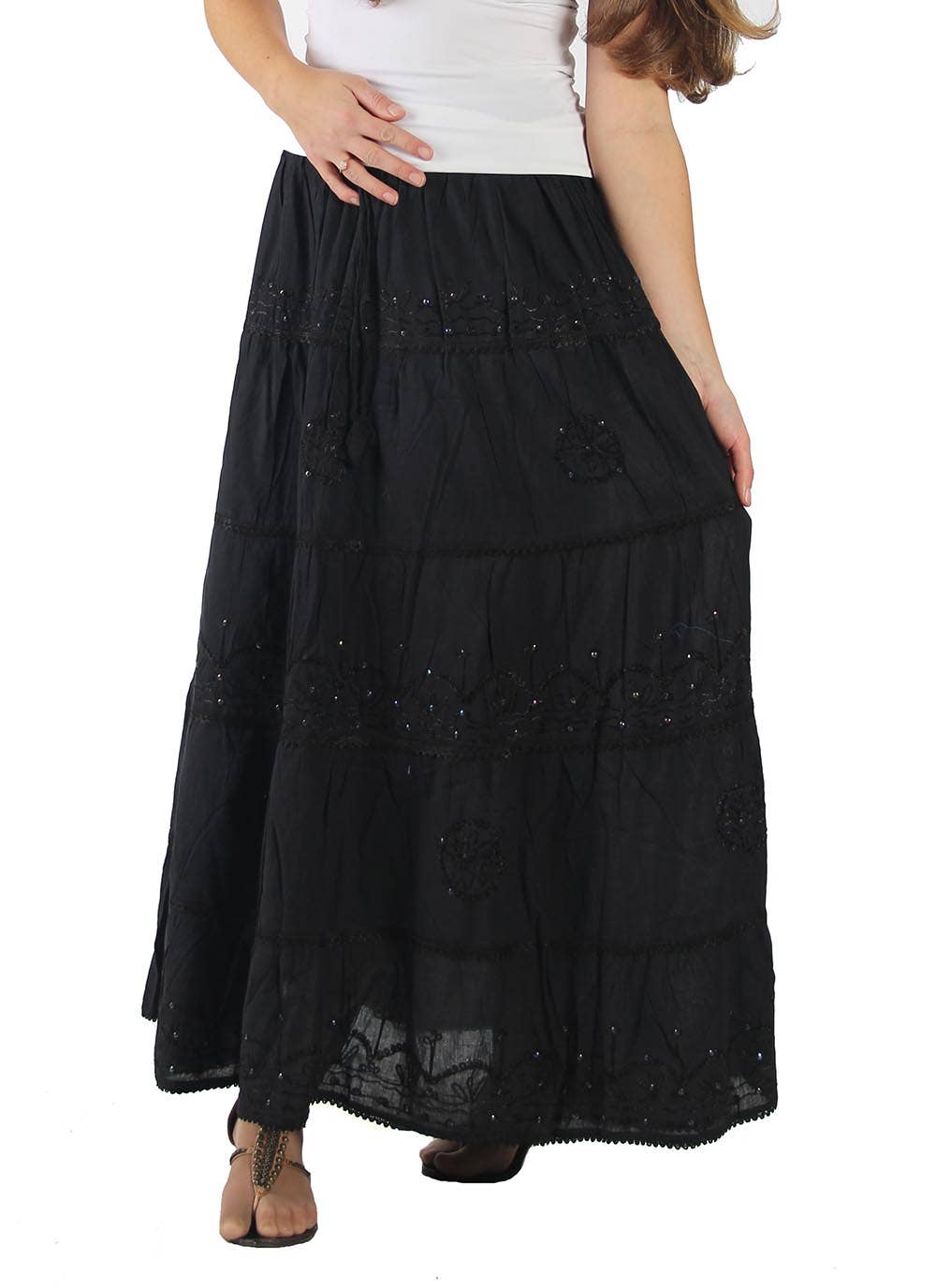 Lungta Imports - Vente Jupe – femme - Jupe longue en coton bohème hippie gitane pour femme0