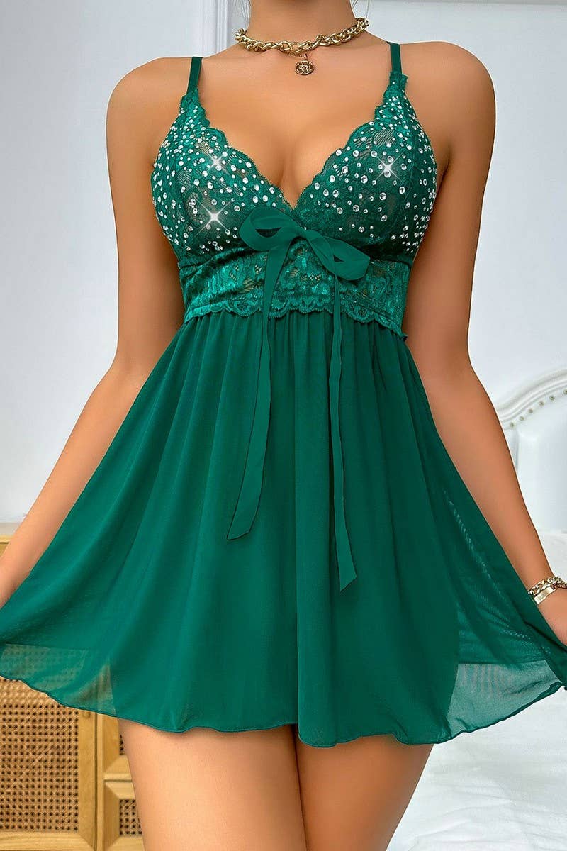 NINEXIS - Wholesale Underwear - Women's - CWMU00319_RHINESTONE LACE SHEER MESH LINGERIE DRESS6