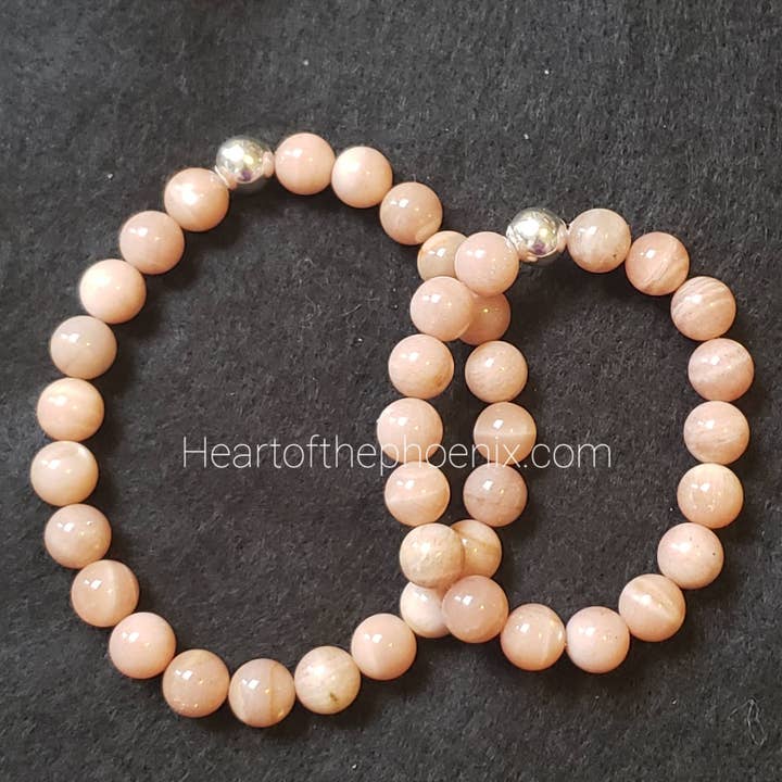 Peach Moonstone Bracelet Adult/Child or Custom Sizes for wholesale by Heart of The Phoenix