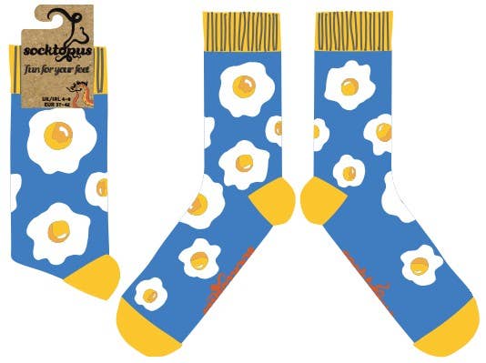 BLUE Fried Egg Socks - Yolking Around for wholesale on Faire4