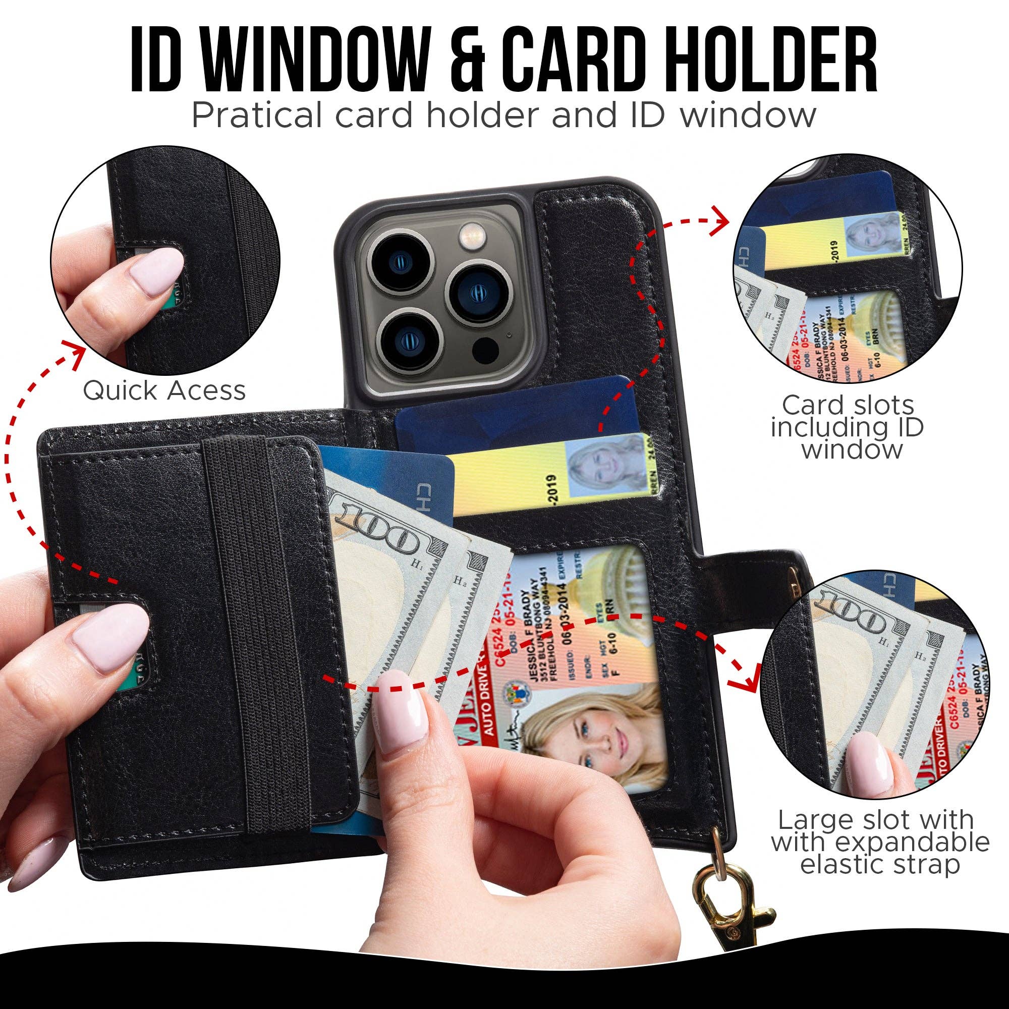 Claasico - Wholesale Phone Wallet - Women's - iPhone 13 - Crossbody Cell Phone Faux Leather Wallet w/Credi3