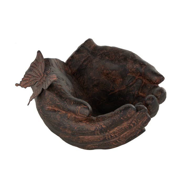 A-15997: DARK BROWN RESIN HANDS OPEN DECORATIVE SCULPTURE WI for wholesale by Import Corner