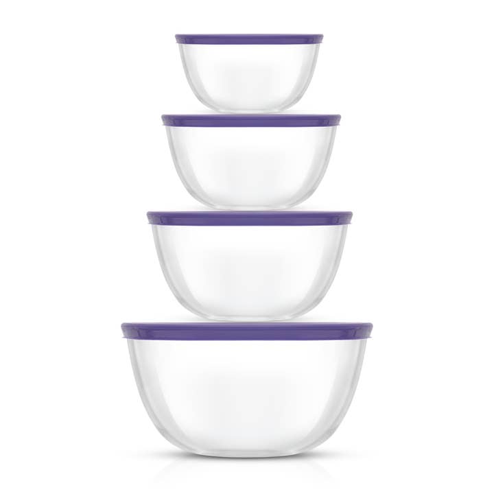 JoyJolt - Vendita all'ingrosso Ciotola da miscelazione - 4 ciotole per mescolare in vetro con coperchio, ciotole a nido13