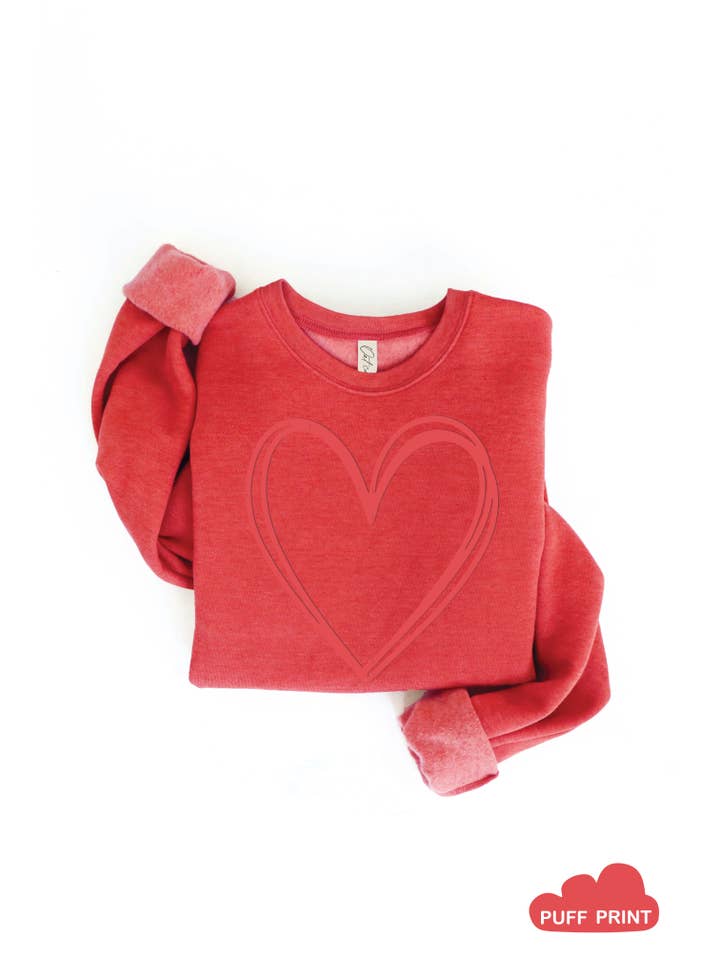 OAT COLLECTIVE - Wholesale Graphic Sweatshirt - Women's - HEART PUFF Graphic Sweatshirt1