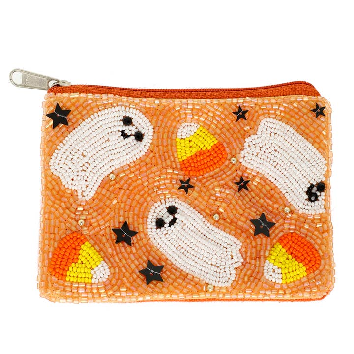 SP Sophia Collection - Wholesale Coin Purse - Women's - Halloween Candy Cane Ghost Jeweled Coin Bag