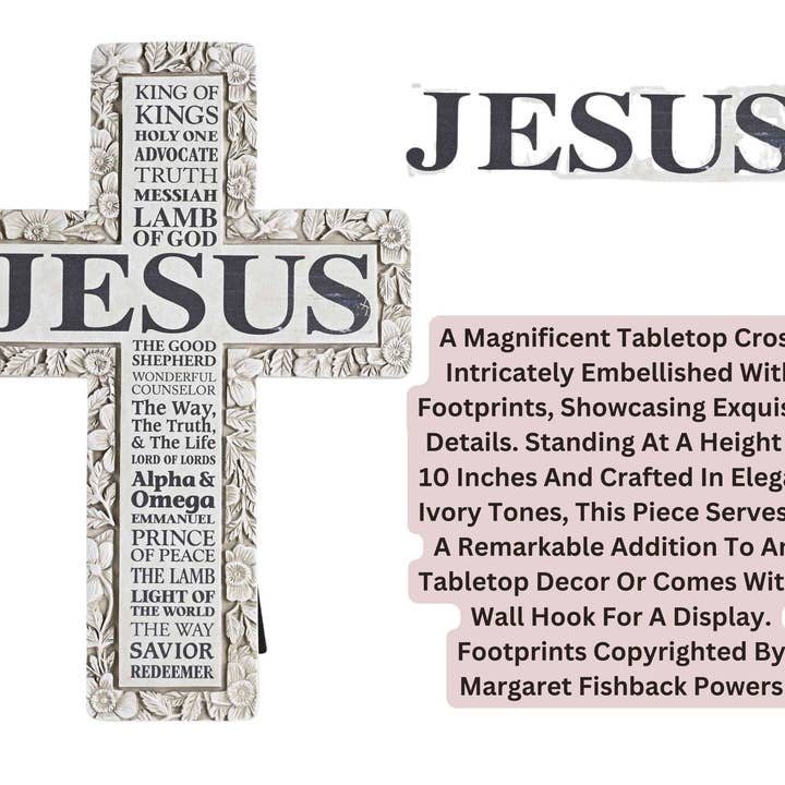 Dicksons - Wholesale Decorative Tabletop Object - Tabletop Floral Cross Names Of Jesus2