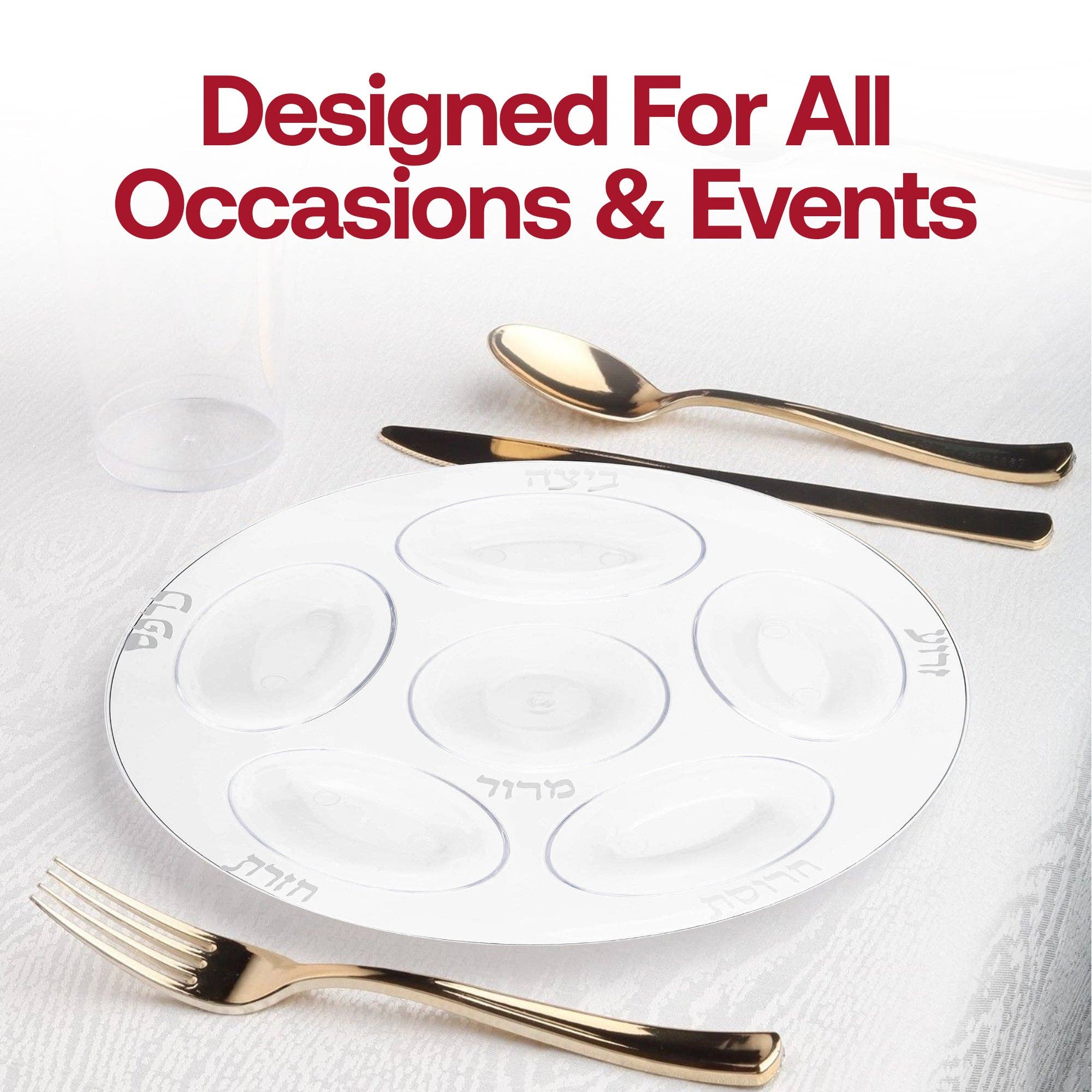 Smarty had a Party - Wholesale Disposable Plate - 12" Clear w/ Silver Tray Plastic Seder Plate - 1 pc6