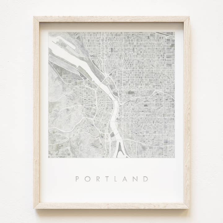 Portland Oregon akvarell karta KONSTTRYCK för wholesale av Turn-of-the-Centuries