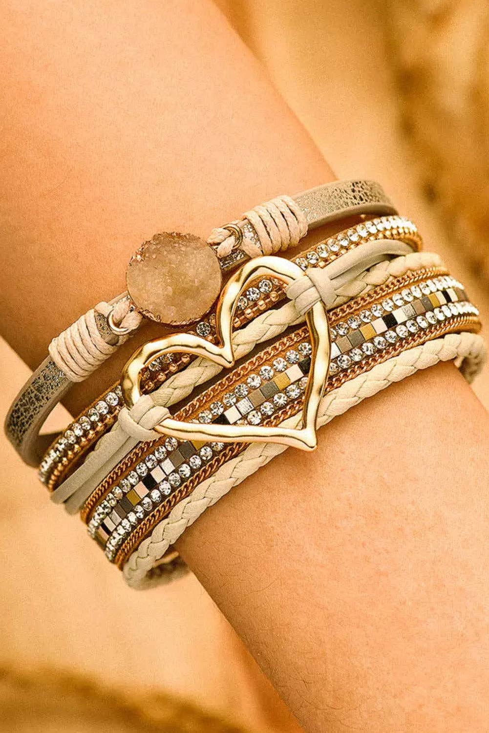 Lovesoft - Wholesale Jewelry Set - Bohemian Heart Buckle Bracelet | Rhinestone Magnetic16