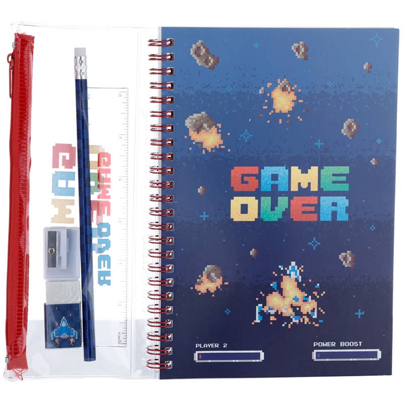 Puckator EU - Venta al por mayor Cuadernos - Juego de papelería Game Over Bloc de notas y lápices de 6 piezas2