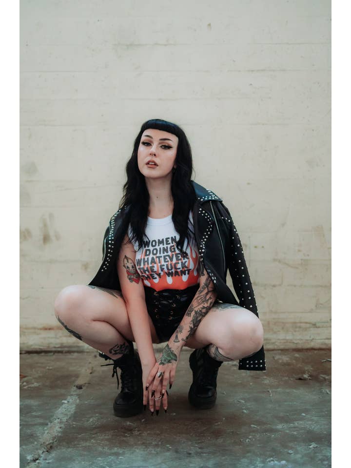 White Women Doing Whatever Flame Crop Tank for wholesale on Faire10