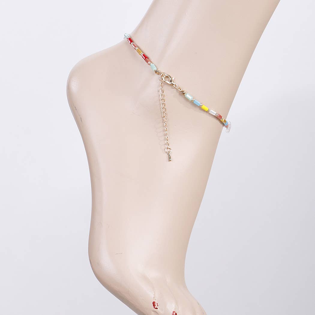 3AM BY H&D ACCESSORIES - Wholesale Anklet - Beaded Flower Anklet1