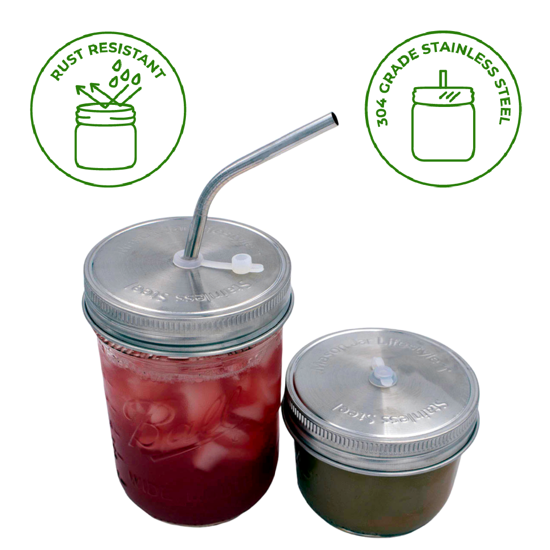 Mason Jar Lifestyle - Wholesale Drink Lids - Stainless Steel Straw Hole Tumbler Lids for Mason Jars6