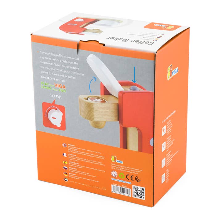 Trade Toys Limited – Brinquedo de madeira - Crianças por atacado – Cafeteira Viga Vermelho3