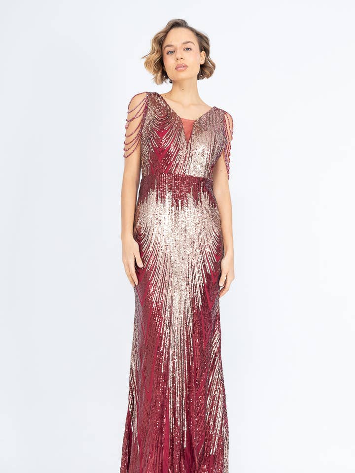 Long sequined evening gown - 18530 for wholesale by Marie June