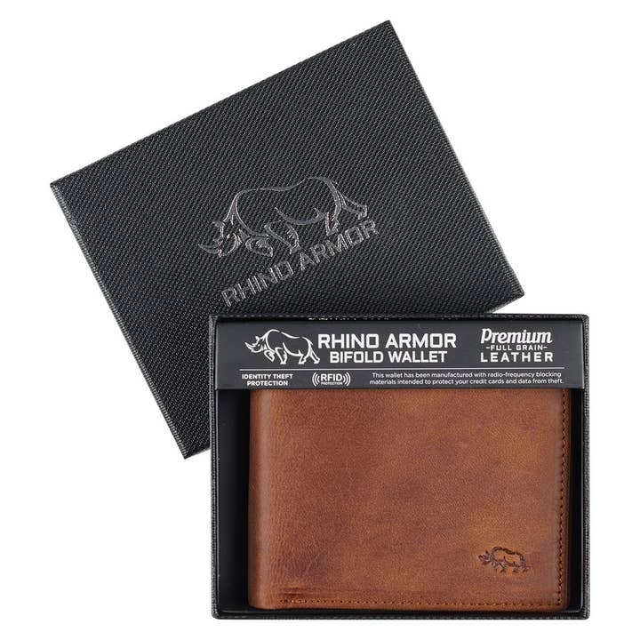 Christian Art Gifts - Wholesale Wallet - Men's - Genuine Leather Wallet Rhino Armor Lt Brown5