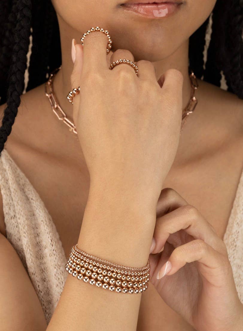 HoopLa - Wholesale Beaded Bracelet - Beads-Stacking Stretch Bracelets Steel Gold 14K  Waterproof5