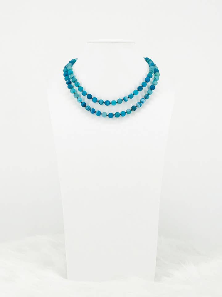 Blå Druzy ädelsten halsband - N356 för wholesale av Magnolia & Peach Jewelry Boutique, LLC