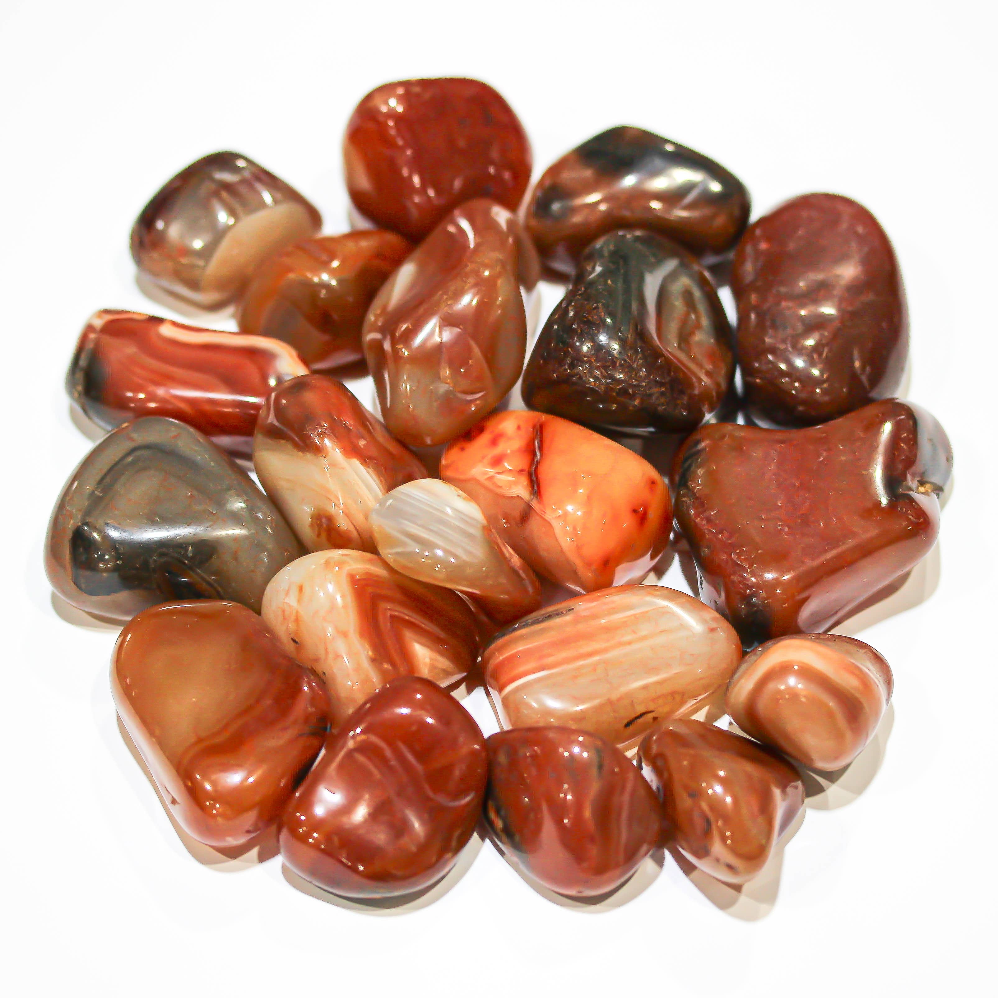 Quasar Gems USA - Wholesale Spiritual Stone/Crystal - Banded Carnelian Tumbled 30-45mm 1KG/2.2lbs1