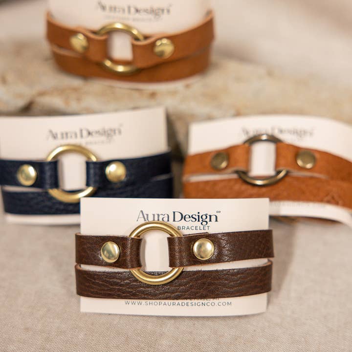 Aura Design Co. - Wholesale Bangle Bracelet - Leather Bracelet - O-Ring Wrap