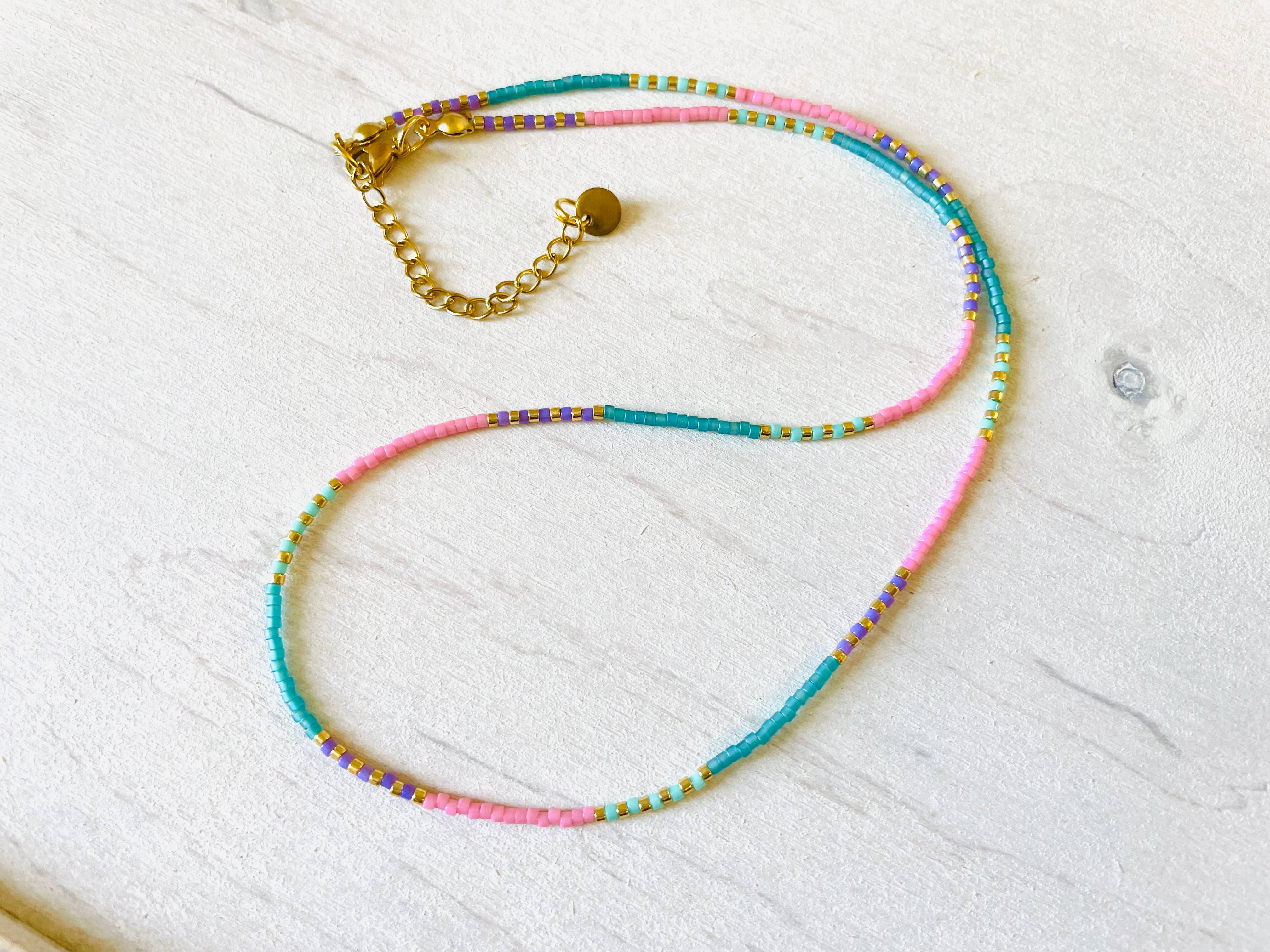 Atelline - Vendita all'ingrosso Collane di perline/perle - Collana con perline Miyuki, gioiello in acciaio inox, choker C0432