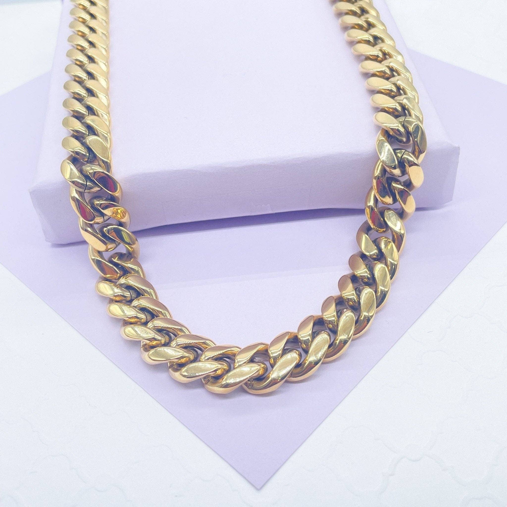 Milie - Wholesale Link & Chain Necklace - 14k GF 14mm Miami Cuban Link0