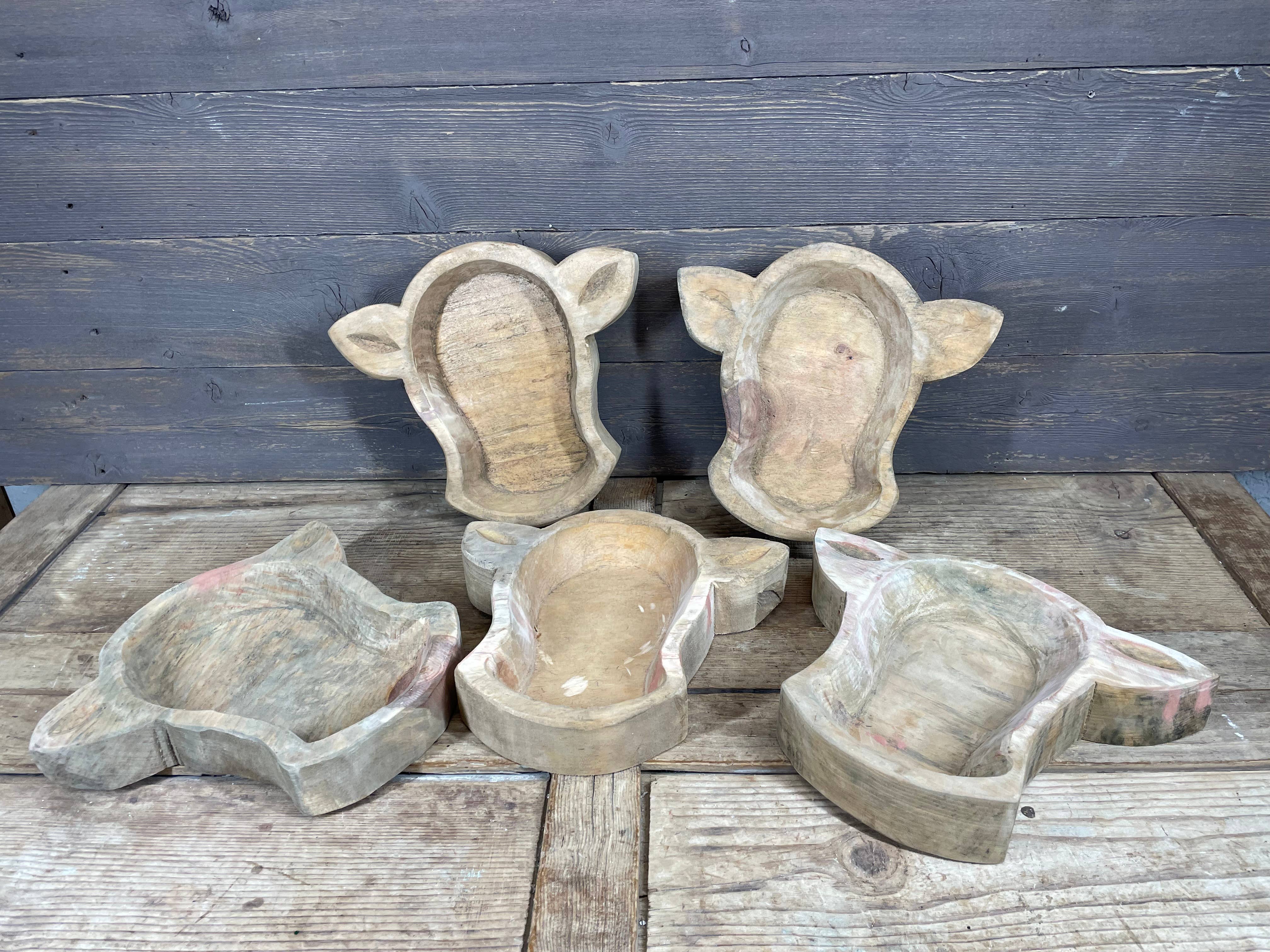 My Amigos Imports - Wholesale Decorative Plate/Dish/Bowl - Cow Head-Large-Dough Bowl-11x12-Home Decor #2-Unfinished