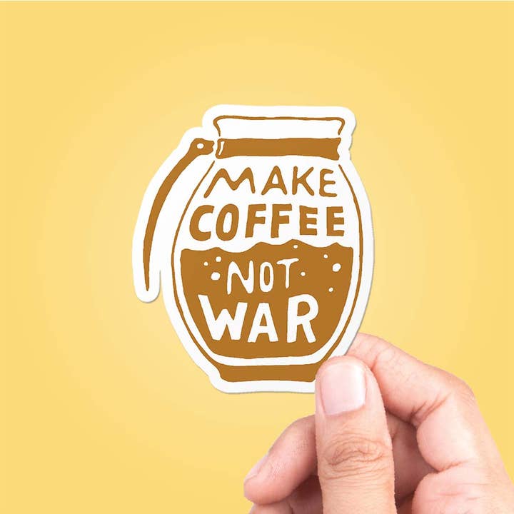 Make Coffee Not War Sticker Vinyl Decal for wholesale by CJ's Sticker Shop