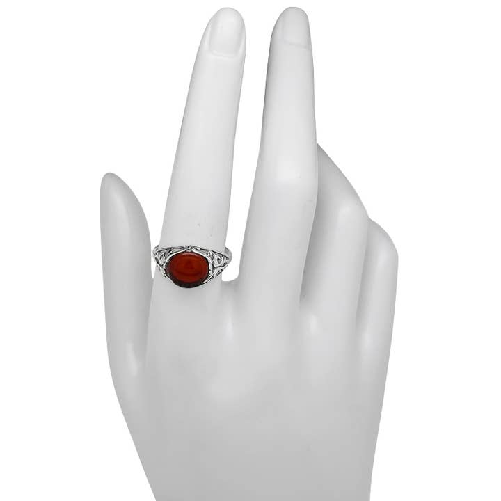 Amberman - Wholesale Cocktail/Statement Ring - Cherry Amber Sterling Silver Ring1