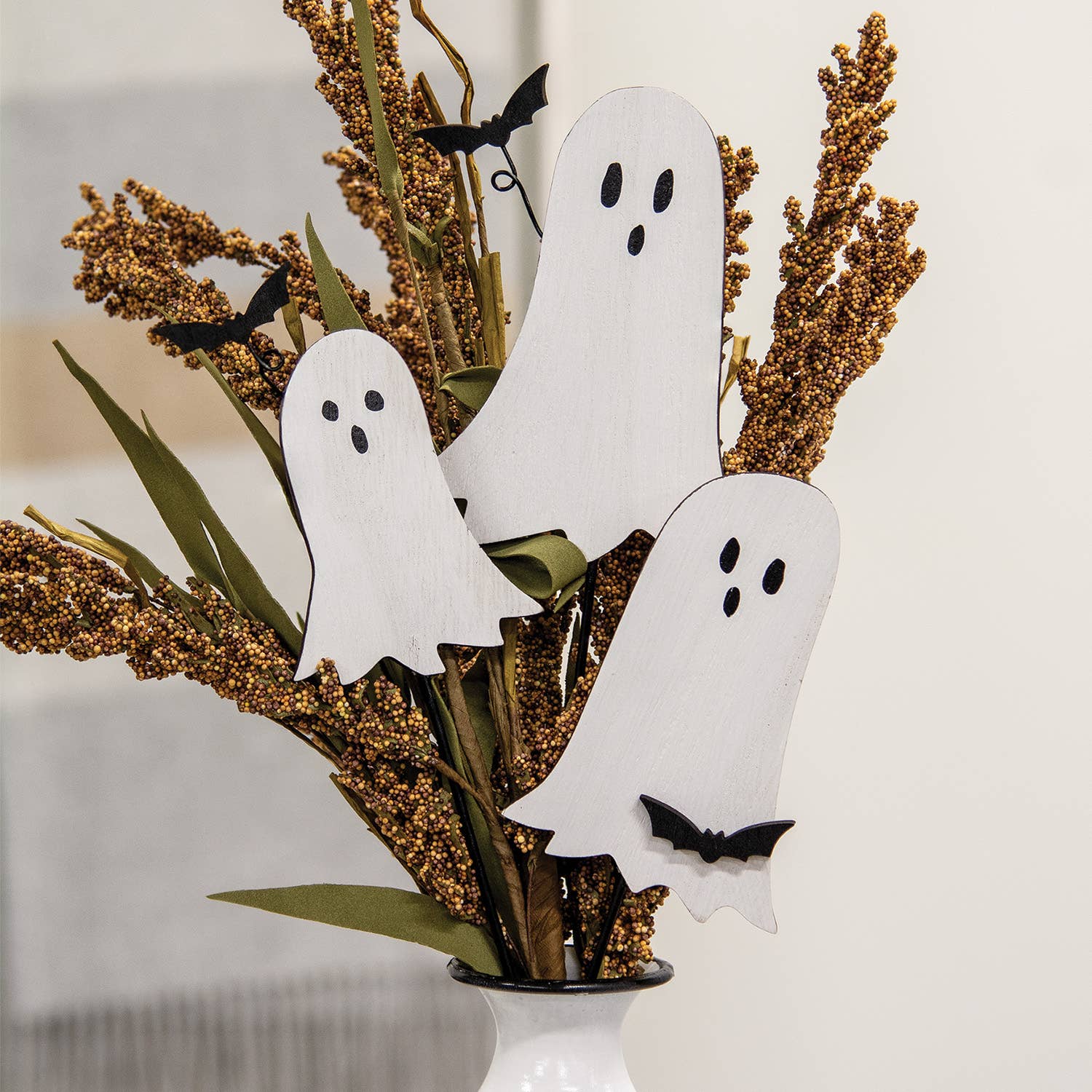 Col House Designs - Wholesale Decorative Figurine - 3/Set - Wooden Ghost & Bat Plant Pokes4