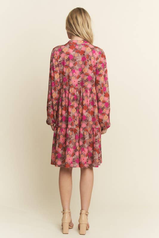 MOKA MULTI ABITO MINI A BALZE FLOREALE CON COLLETTO ALLA COREANA ED6794-12 in vendita all'ingrosso su Faire5