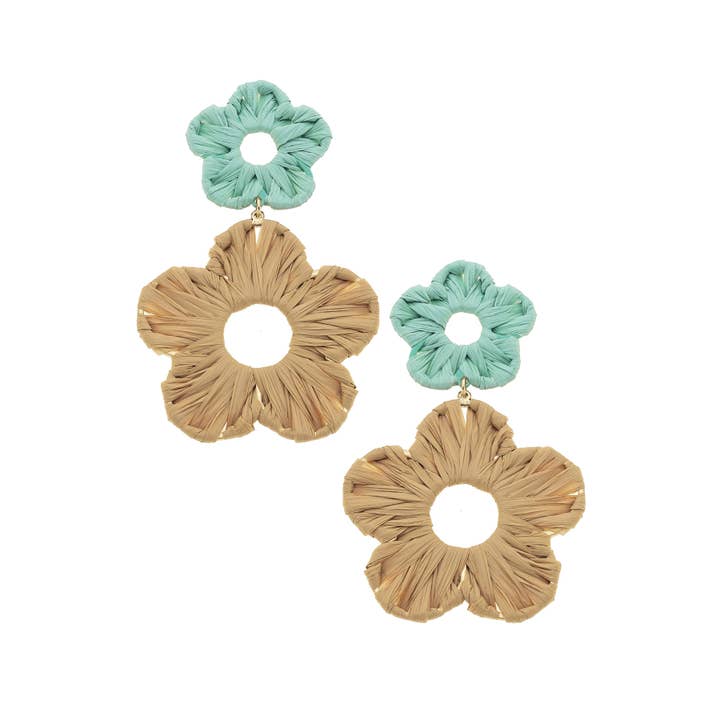 Canvas Style - Wholesale Dangle Earrings - Rosa Rattan Flower Bomb Earrings