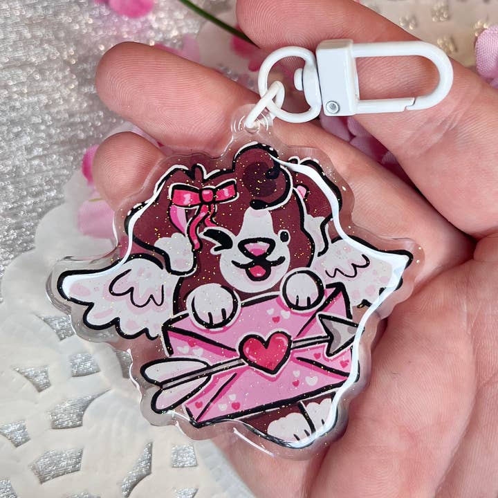 Cupid Puppy! ~ Acrylic Charm for wholesale by Woolblossom